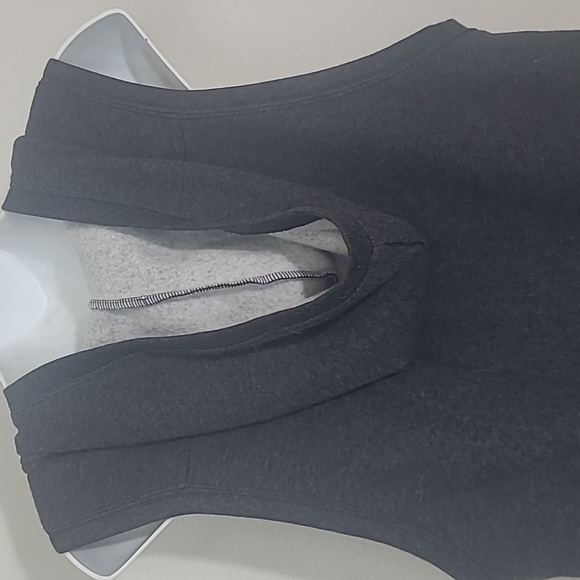 Joy Lab Hooded Crop Top Sweatshirt Vest charcoal gray fleece zipper pocket - Picture 4 of 7